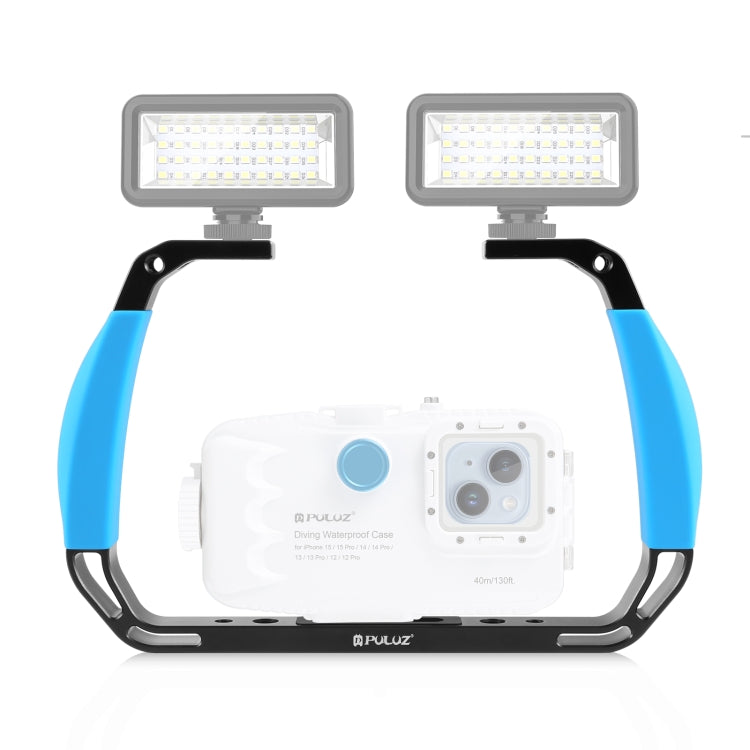 PULUZ Dual Silicone Handles Aluminium Alloy Underwater Diving Rig for GoPro, Other Action Cameras and Smartphones, For Action Cameras and Smartphones