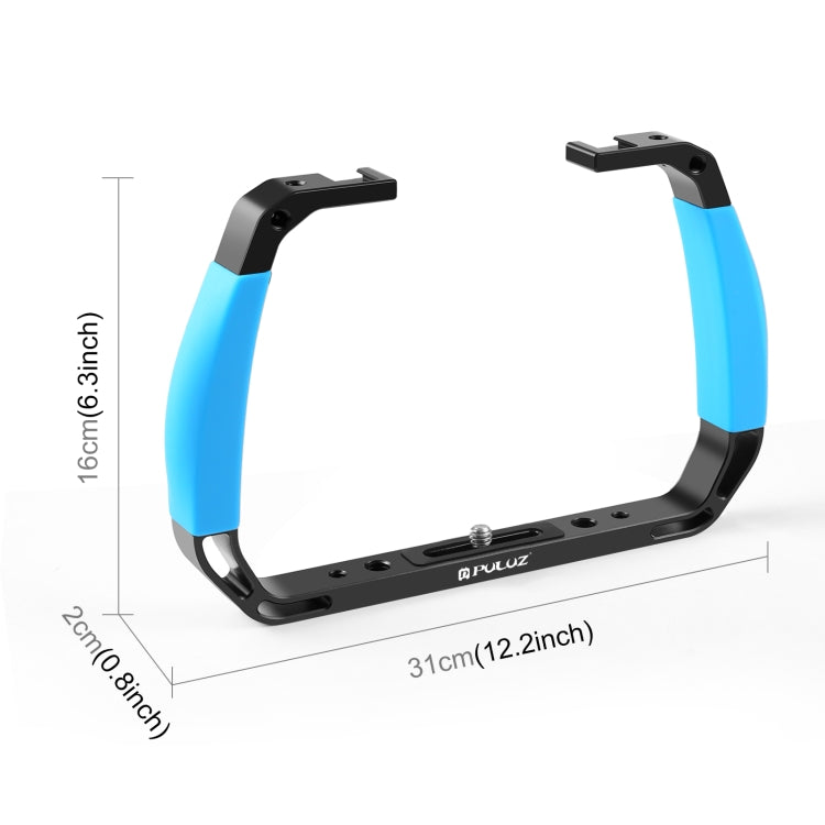 PULUZ Dual Silicone Handles Aluminium Alloy Underwater Diving Rig for GoPro, Other Action Cameras and Smartphones, For Action Cameras and Smartphones