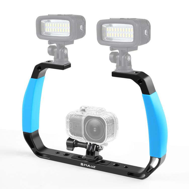 PULUZ Dual Silicone Handles Aluminium Alloy Underwater Diving Rig for GoPro, Other Action Cameras and Smartphones, For Action Cameras and Smartphones