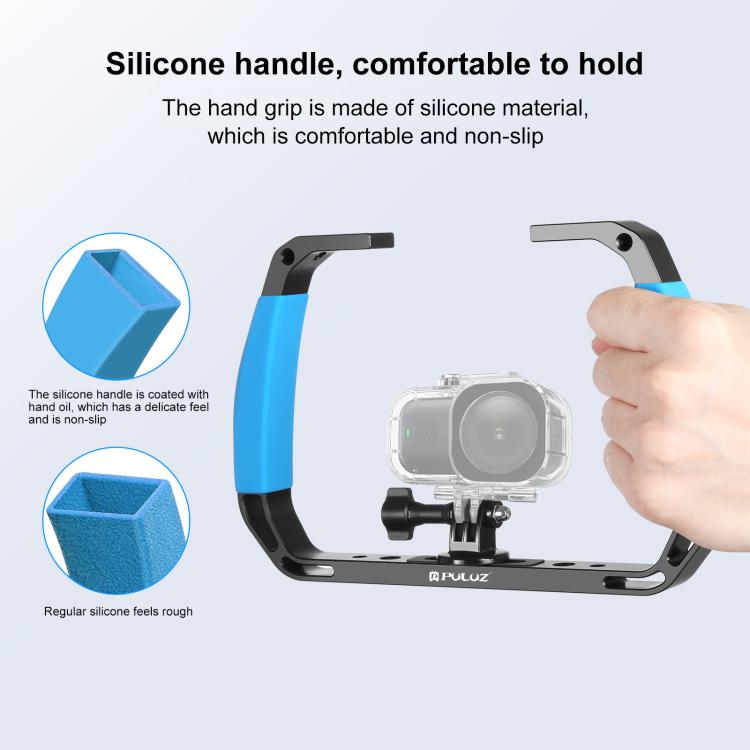 PULUZ Dual Silicone Handles Aluminium Alloy Underwater Diving Rig for GoPro, Other Action Cameras and Smartphones, For Action Cameras and Smartphones