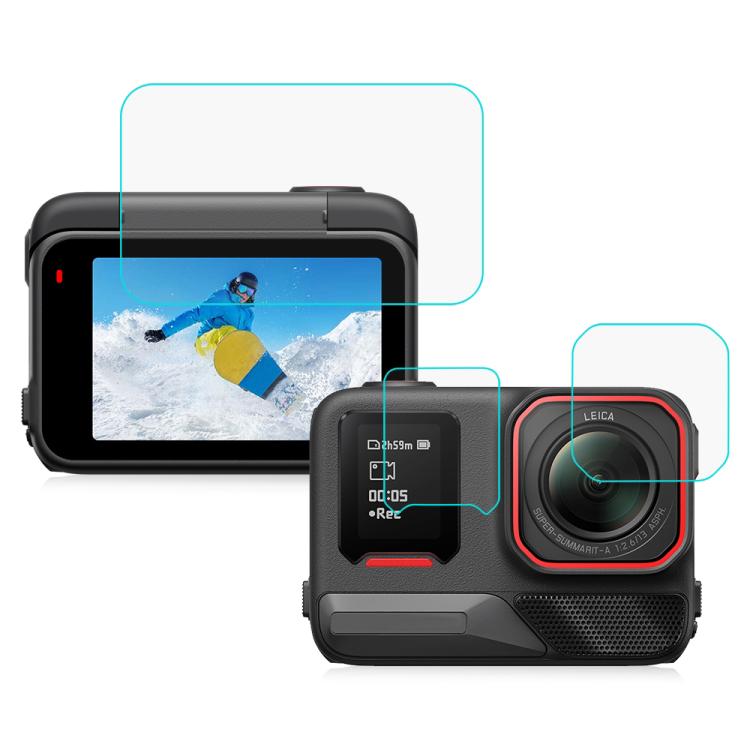 For Insta360 Ace Pro 2 PULUZ 3 in 1 Rear & Front Screen and Lens Tempered Glass Film, For Insta360 Ace Pro 2