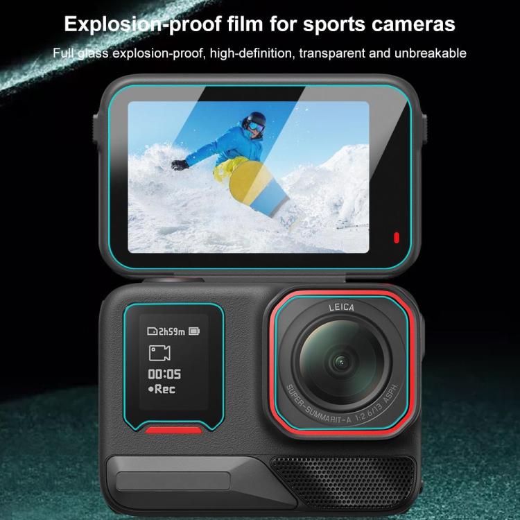 For Insta360 Ace Pro 2 PULUZ 3 in 1 Rear & Front Screen and Lens Tempered Glass Film, For Insta360 Ace Pro 2