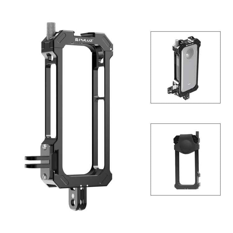 For Insta360 X3 PULUZ Metal Protective Cage Rig Housing Frame with Expand Cold Shoe Base & Tripod Adapter