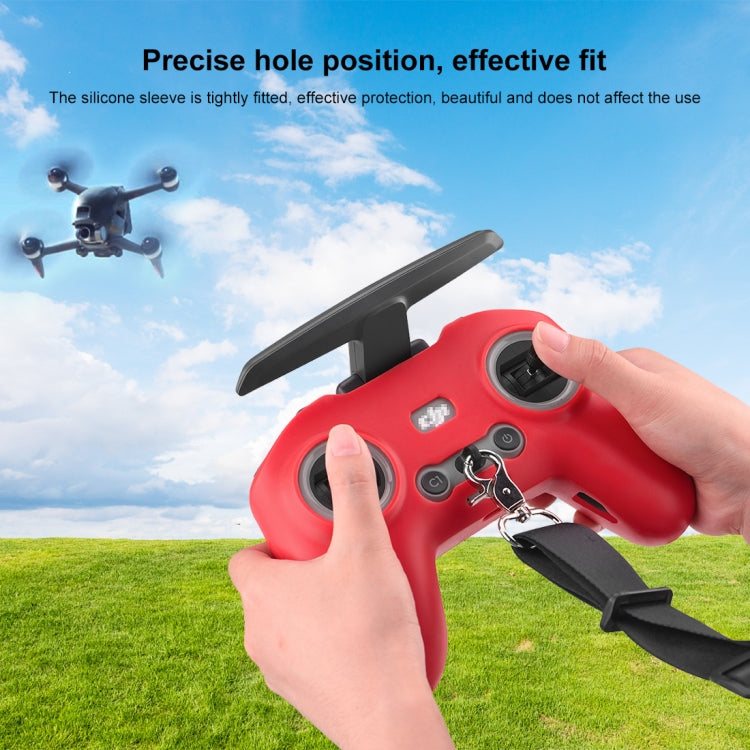 For DJI FPV Combo Remote Control PULUZ Silicone Protective Case with Neck Strap