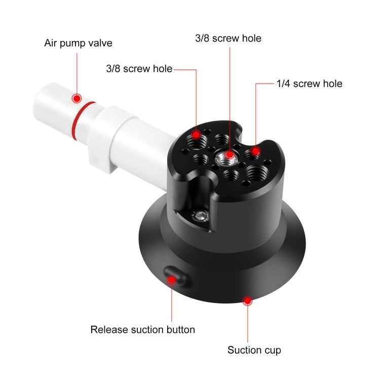 PULUZ 3 inch Car Single Pump Suction Cup Aluminum Alloy Mount