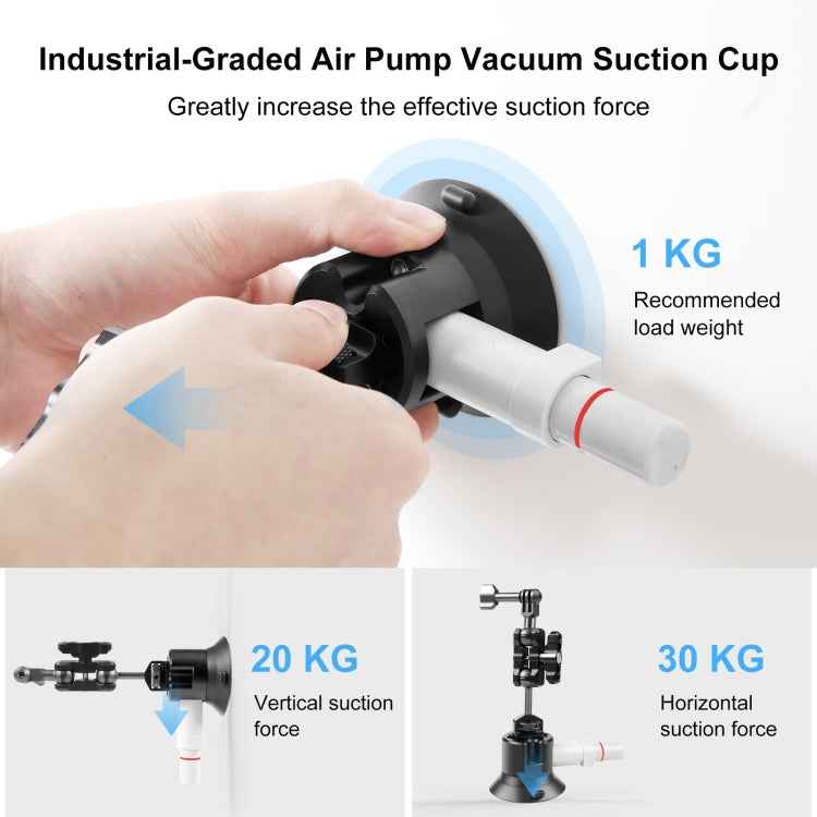 PULUZ 3 inch Car Single Pump Suction Cup Aluminum Alloy Mount