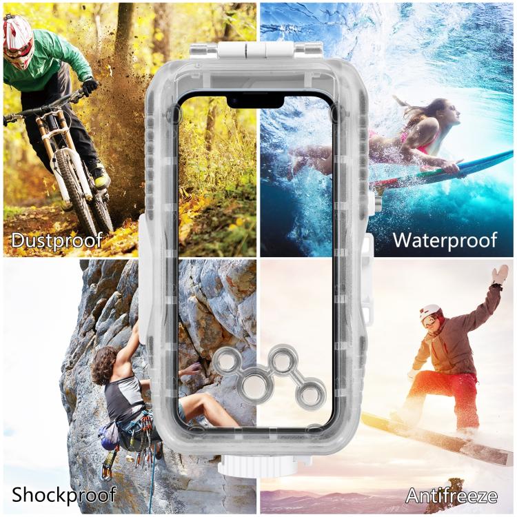PULUZ 40m/130ft Waterproof Diving Case for iPhone 16 / 15 / 15 Pro / 14 / 14 Pro / 13 / 13 Pro / 12 / 12 Pro, with One-way Valve Photo Video Taking Underwater Housing Cover, For iPhone 16 / 15 / 15 Pro