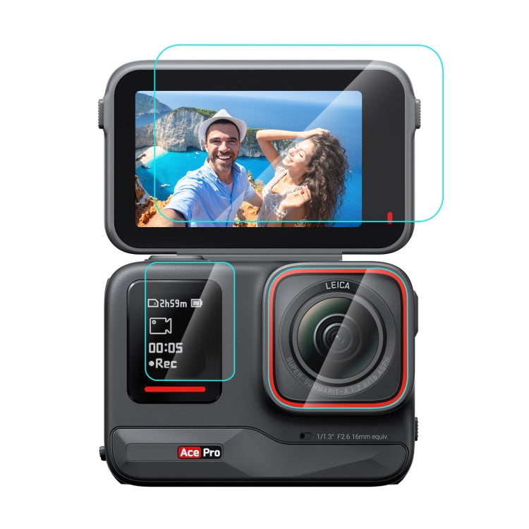 For Insta360 Ace Pro PULUZ 3 in 1 Rear & Front Screen + Lens Tempered Glass Film, For Insta360 Ace Pro