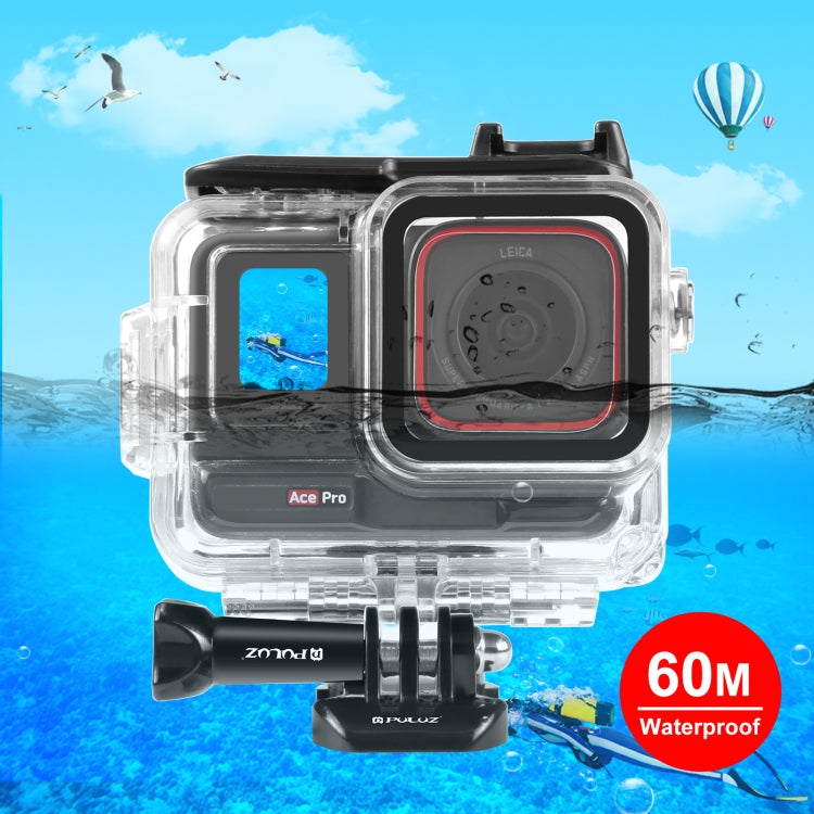 For Insta360 Ace Pro PULUZ 60m Underwater Waterproof Housing Case with Base Adapter & Screw, For Insta360 Ace Pro Underwater Case