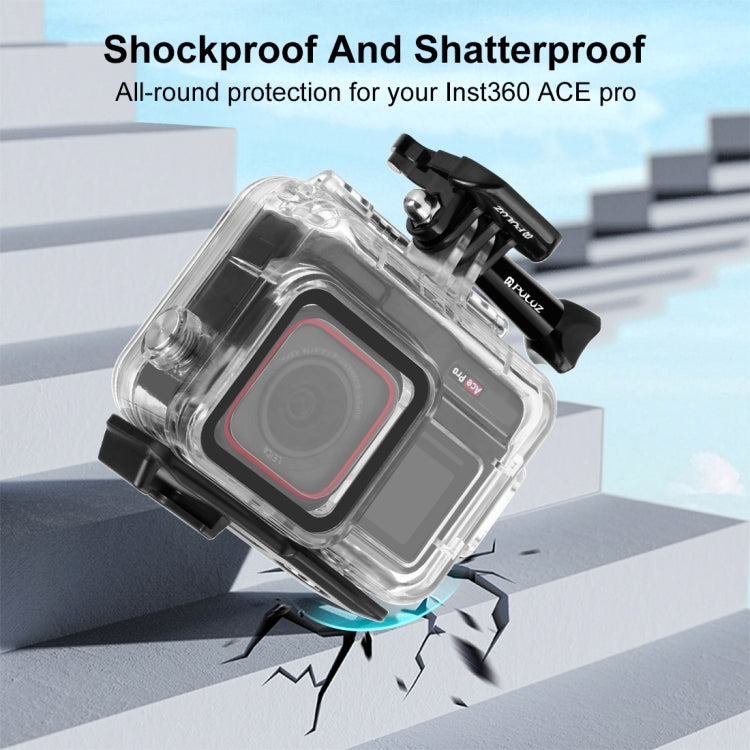 For Insta360 Ace Pro PULUZ 60m Underwater Waterproof Housing Case with Base Adapter & Screw, For Insta360 Ace Pro Underwater Case