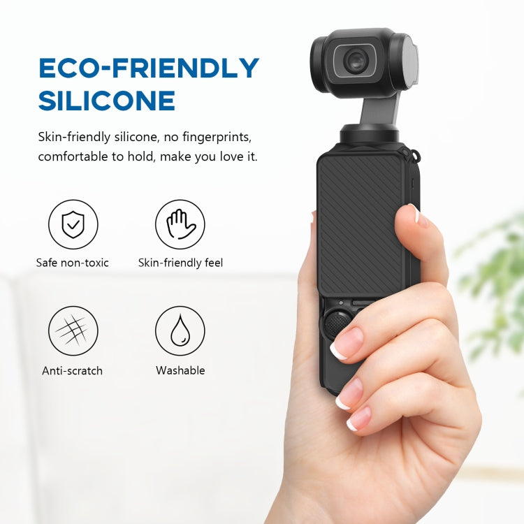 For DJI OSMO Pocket 3 PULUZ 2 in 1 Silicone Cover Case Set with Strap, Silicone Cover(Black), Silicone Cover(Grey), Silicone Cover(Blue)