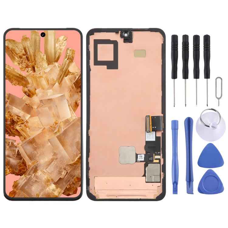 For Google Pixel 8 GKWS6 Original LCD Screen Digitizer Full Assembly with Frame, Including Fingerprint Flex Cable