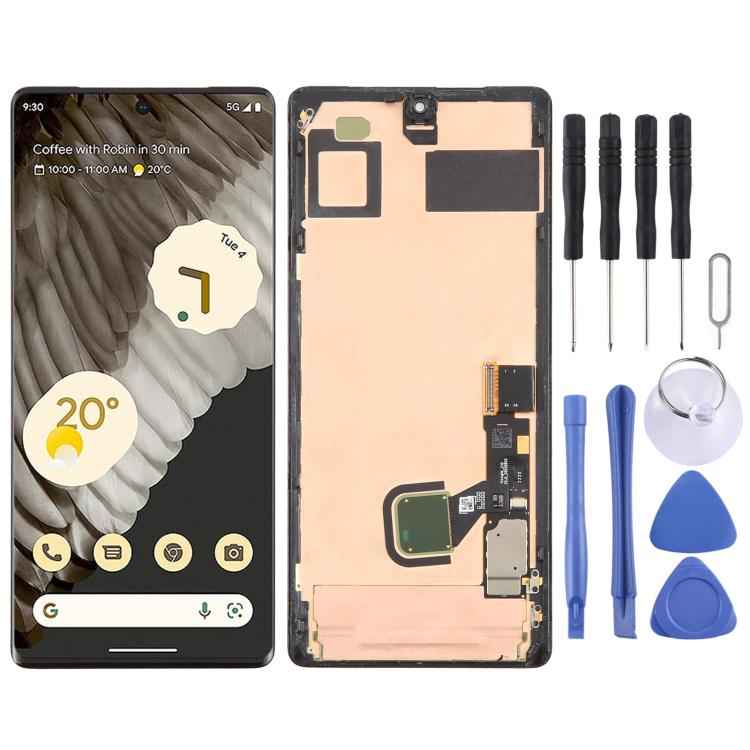 For Google Pixel 7 Pro GP4BC GE2AE Original LCD Screen Digitizer Full Assembly with Frame, Including Fingerprint Flex Cable