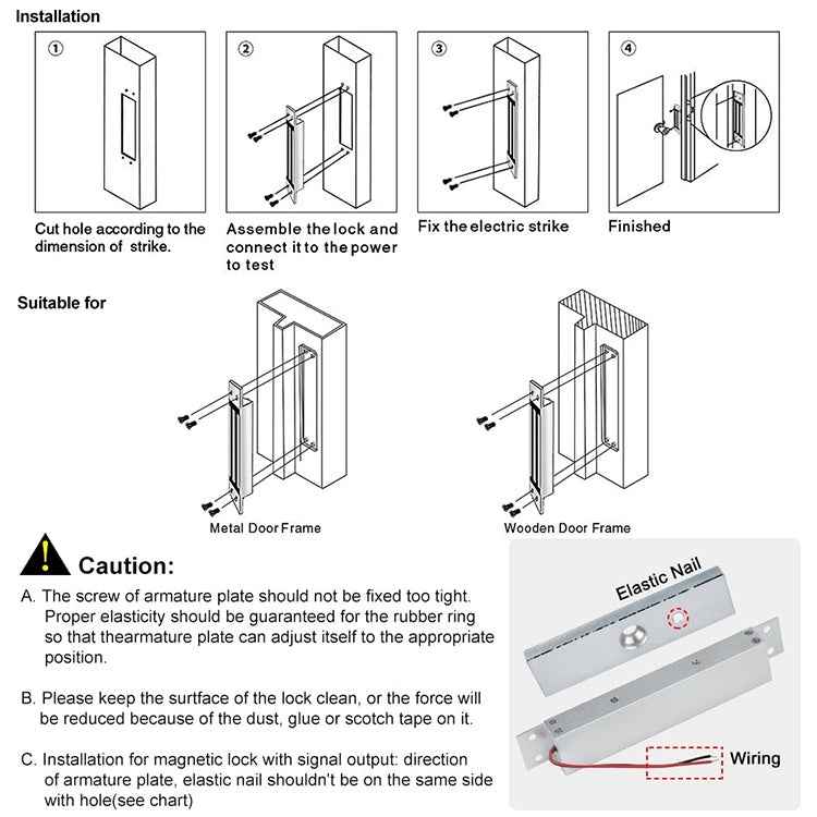 YH-280M Single Door Magnetic Lock With Mortise Mount (280kg)