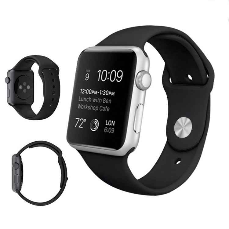 For Apple Watch Series 10 42mm / 9&8&7 41mm / SE 3&SE 2&6&SE&5&4 40mm / 3&2&1 38mm 3 in 1 Rubber Watch Band with Pin Buckle