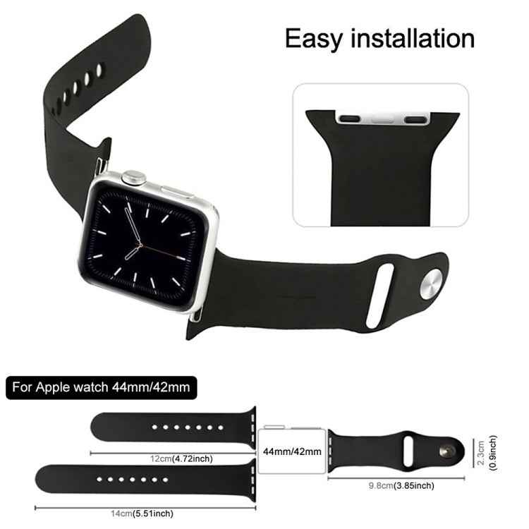 For Apple Watch Series 10 42mm / 9&8&7 41mm / SE 3&SE 2&6&SE&5&4 40mm / 3&2&1 38mm 3 in 1 Rubber Watch Band with Pin Buckle