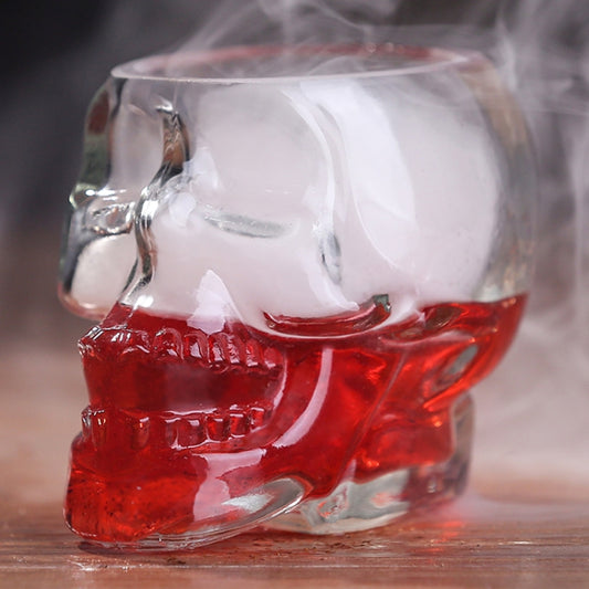 Vaso de chupito de whisky y vodka con forma de calavera de cristal, transparente