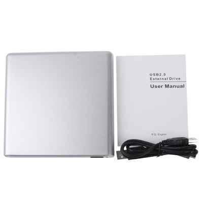 USB 2.0 Slim Aluminum Alloy Portable Slot-in External DVD-RW Drive, Plug and Play