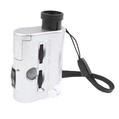 Pocket 30X-60X Microscope with 2-LED Lights / Money Detector Light