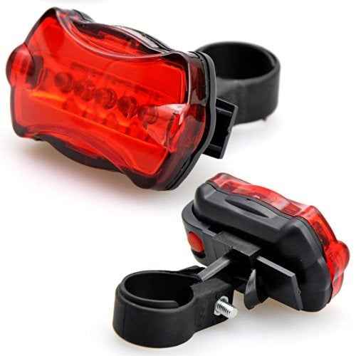 5 LED Water Resistant Bike Bicycle Head Light+ Rear Safety Flashlight