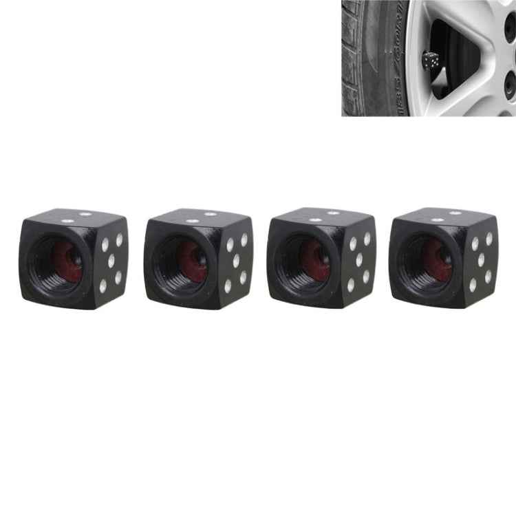 Universal 8mm Dice Style Aluminium Alloy Car Tire Valve Caps, Pack of 4