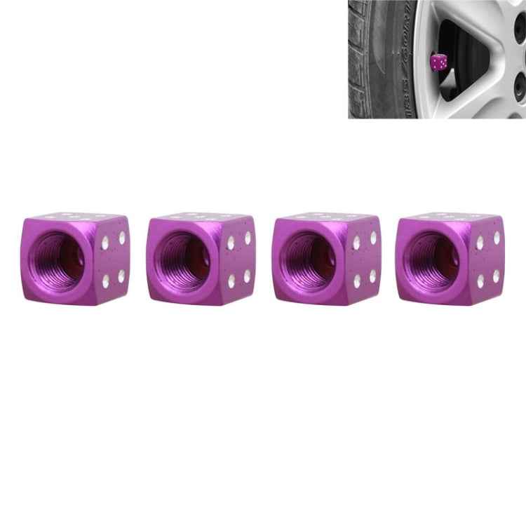 Universal 8mm Dice Style Aluminium Alloy Car Tire Valve Caps, Pack of 4