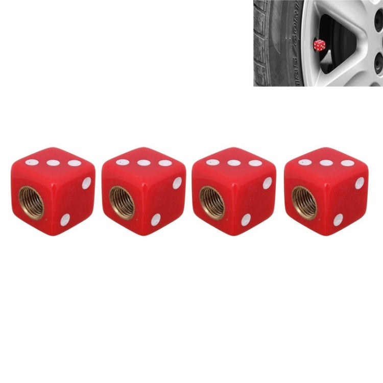 Universal 8mm Dice Style Plastic Car Tire Valve Caps, Pack of 4, Dice Shape 3, Dice Style 3