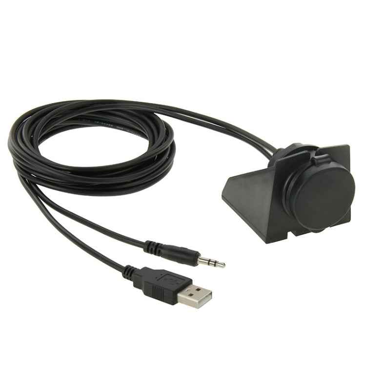 USB 2.0 & 3.5mm Male to Female Extension Cable with Car Flush Mount, Length: 2m