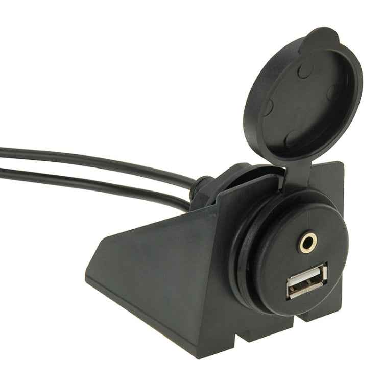 USB 2.0 & 3.5mm Male to Female Extension Cable with Car Flush Mount, Length: 2m
