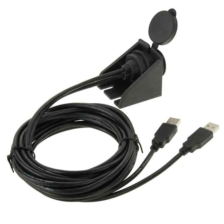 2 USB 2.0 Male to Female Extension Cable with Car Flush Mount, Length: 2m