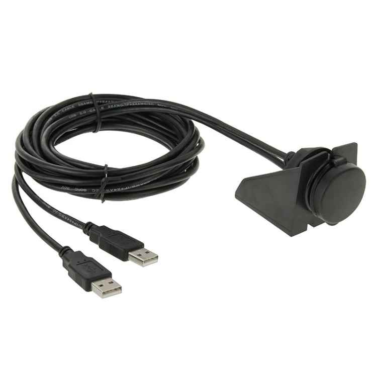 2 USB 2.0 Male to Female Extension Cable with Car Flush Mount, Length: 2m