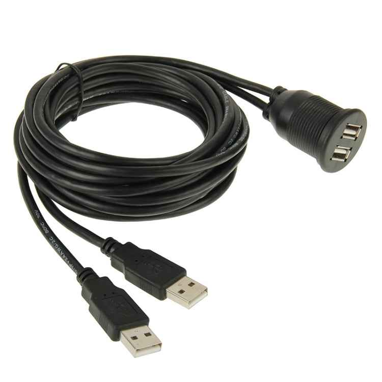 2 USB 2.0 Male to Female Extension Cable with Car Flush Mount, Length: 2m
