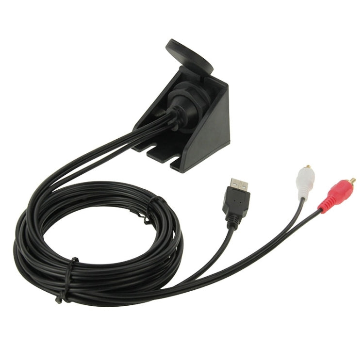 USB 2.0 & 2 RCA Male to USB 2.0 & 3.5mm Female Adapter Cable with Car Flush Mount, Length: 2m, USB 2.0 & 2 RCA Male to USB 2.0 & 3.5mm Female