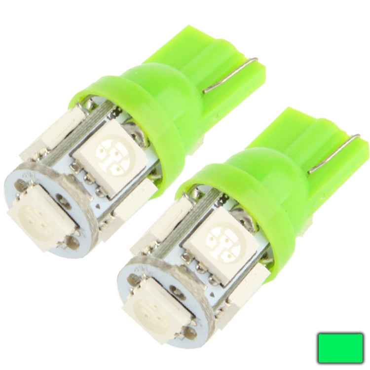 T10 5 LED 5050 SMD Car Signal Light Bulb, Pair, Pair, Green