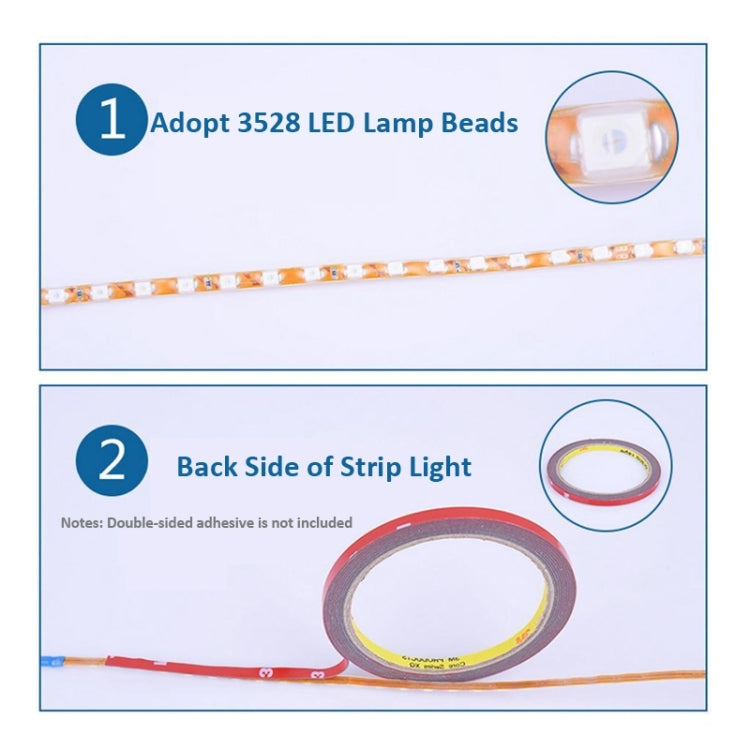 5 PCS Normally-on Style 45 LED 3528 SMD Waterproof Flexible Car Strip Light for Car Decoration, DC 12V, Length: 45cm, 45cm+Yellow, 45cm+Dark Blue, 45cm+Green, 45cm+Ice blue, 45cm+Pink, 45cm+Red, 45cm+White