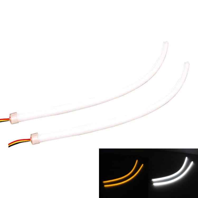2 PCS 4.5W 270LM 6500K 597-577nm White + Yellow Wired LED Tube Daytime Running Light DRL Steering Lamp, DC12V, Lamp Length:45cm