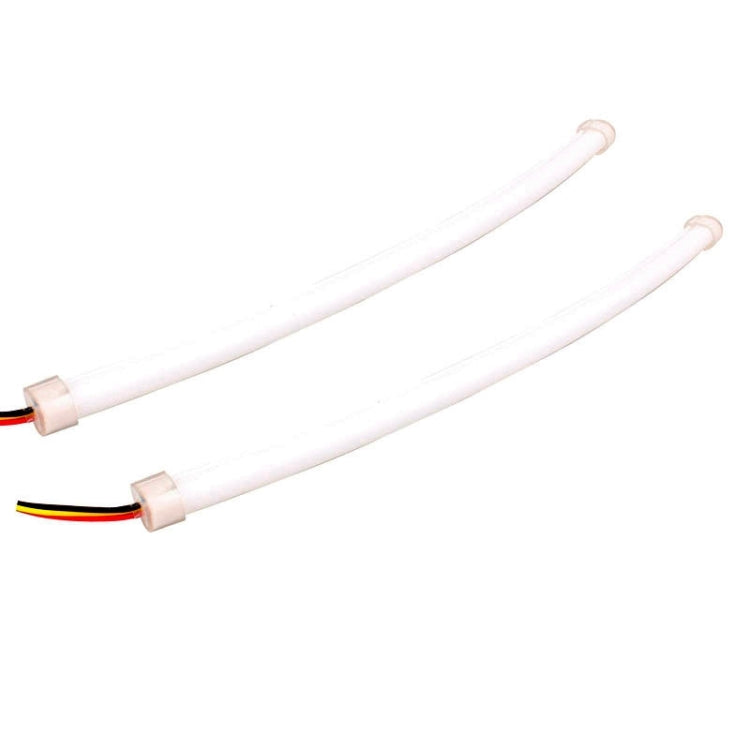 2 PCS  4.5W 270LM 6500K 597-577nm White + Yellow Wired LED Tube Daytime Running Light DRL Steering Lamp, DC12V, Lamp Length:45cm