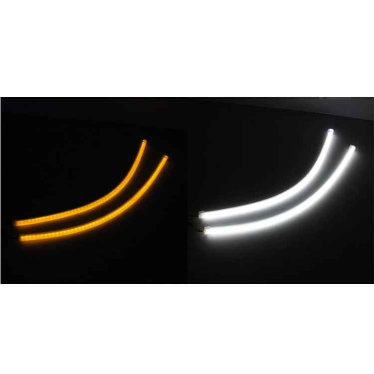 2 PCS 4.5W 270LM 6500K 597-577nm White + Yellow Wired LED Tube Daytime Running Light DRL Steering Lamp, DC12V, Lamp Length:45cm