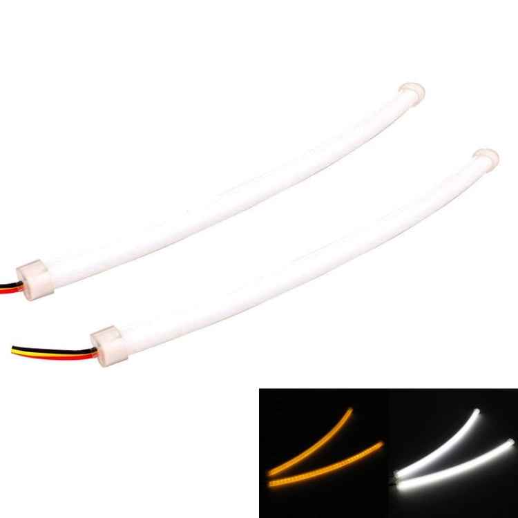 2 PCS 3W 180LM 6500K 597-577nm White + Yellow Wired LED Tube Daytime Running Light DRL Steering Lamp, DC12V, Lamp Length:30cm