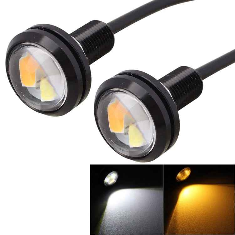 2 PCS 22.5mm 2W 200LM White + Yellow Light 4 LED SMD 5630 Eagle Eye Car Steering Light Daytime Running Light