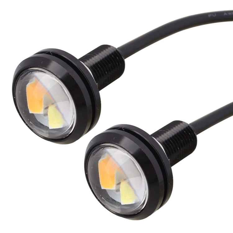 2 PCS 22.5mm 2W 200LM White + Yellow Light 4 LED SMD 5630 Eagle Eye Car Steering Light Daytime Running Light