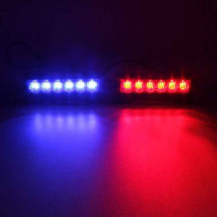 2 PCS 6 inch 6 LED 2 x 18W Car Flash Warning Light Red + Blue Change White Waterproof Emergency Light, DC 12V