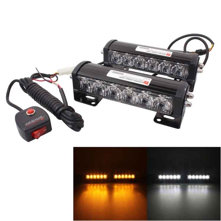 2 PCS 6 inch 6 LED 2 x 18W Car Flash Warning Light Yellow Change White Waterproof Emergency Light, DC 12V