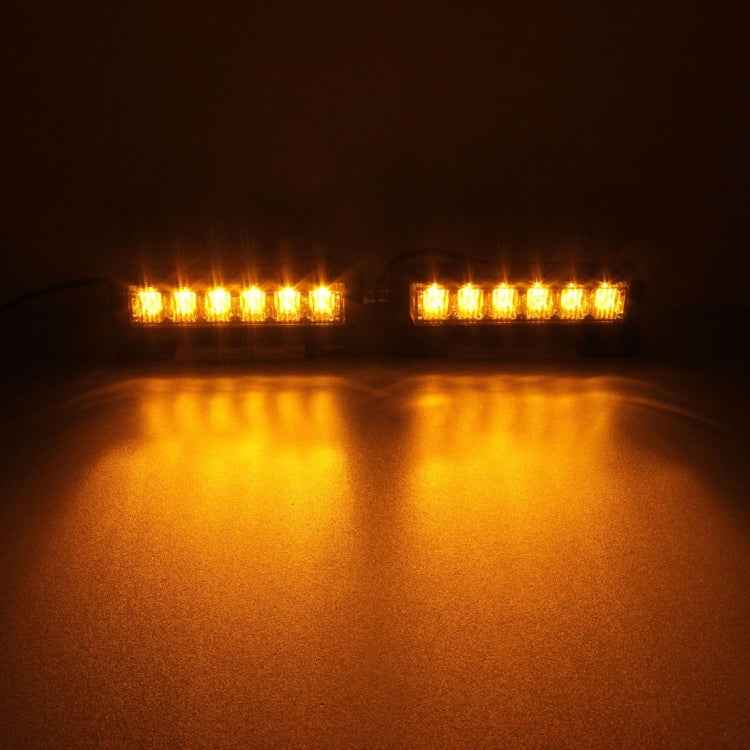 2 PCS 6 inch 6 LED 2 x 18W Car Flash Warning Light Yellow Change White Waterproof Emergency Light, DC 12V