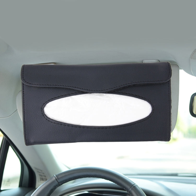 Elegant PU Leather Car Sun Visor Tissue Paper Holder Dispenser Box, Car Sun Visor Tissue Box, Black