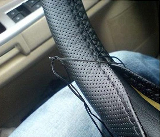 PU Leather Steering Wheel Cover With Needle and Thread, Size: 54x10.5cm, S-CMS-7771A, S-CMS-7771B