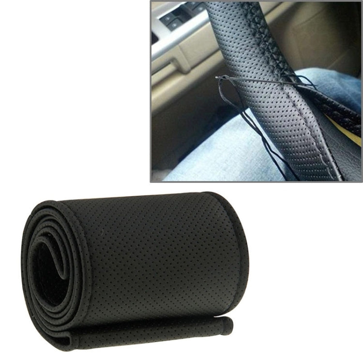 PU Leather Steering Wheel Cover With Needle and Thread, Size: 54x10.5cm, S-CMS-7771A, S-CMS-7771B