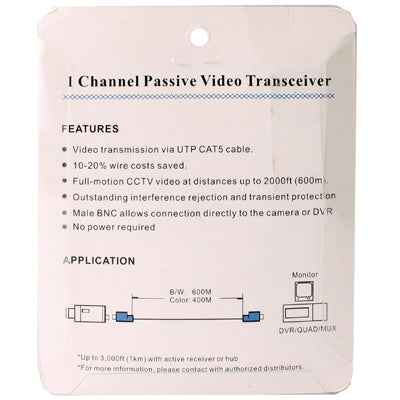 1 Channel Passive BNC Network Video Balun Transceiver