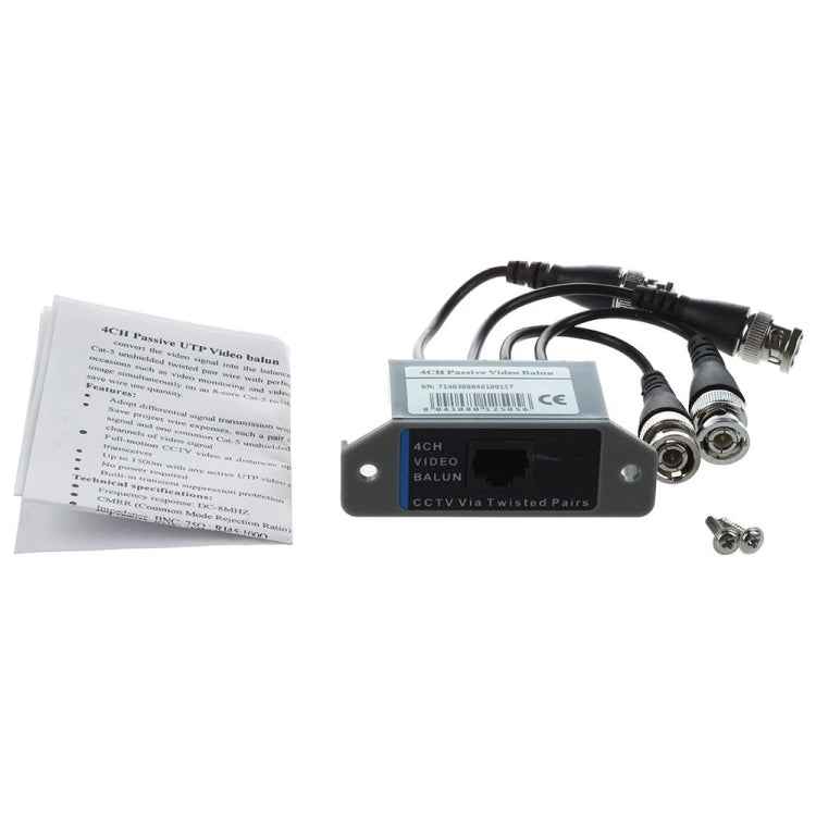 4 Channel Video ( BNC ) to UTP ( RJ45 ) Video Balun