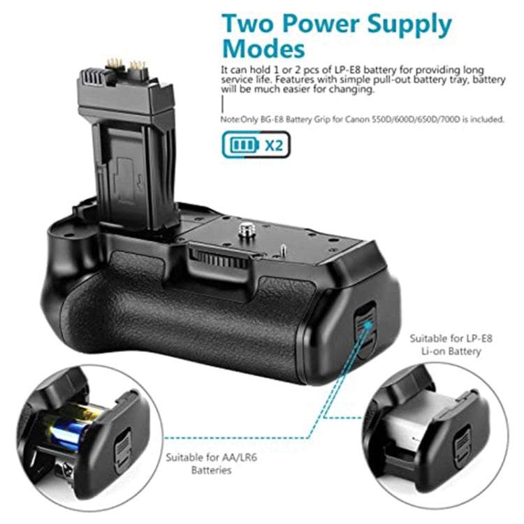 Battery Grip for Canon EOS 550D with Two Battery Holder, For Canon EOS 550D